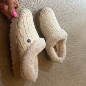 Skechers Cream Fuzzy Slip-On shoes